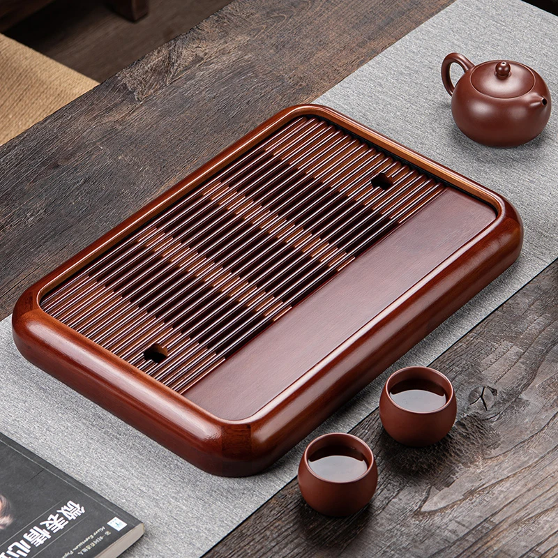 竹制茶盘高档简约家用客厅小型茶具托盘长方形储排水功夫干泡茶台