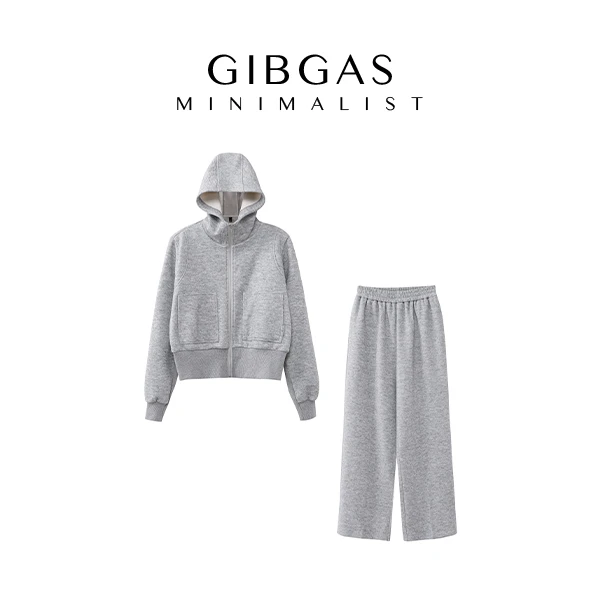 【吉卡思】休闲减龄运动卫衣套装春秋加厚薄荷曼波卫衣阔腿裤两件套