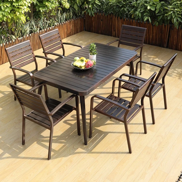 花园户外桌椅别墅庭院露天阳台铝合金休闲简约室外可拉伸铸铝桌椅