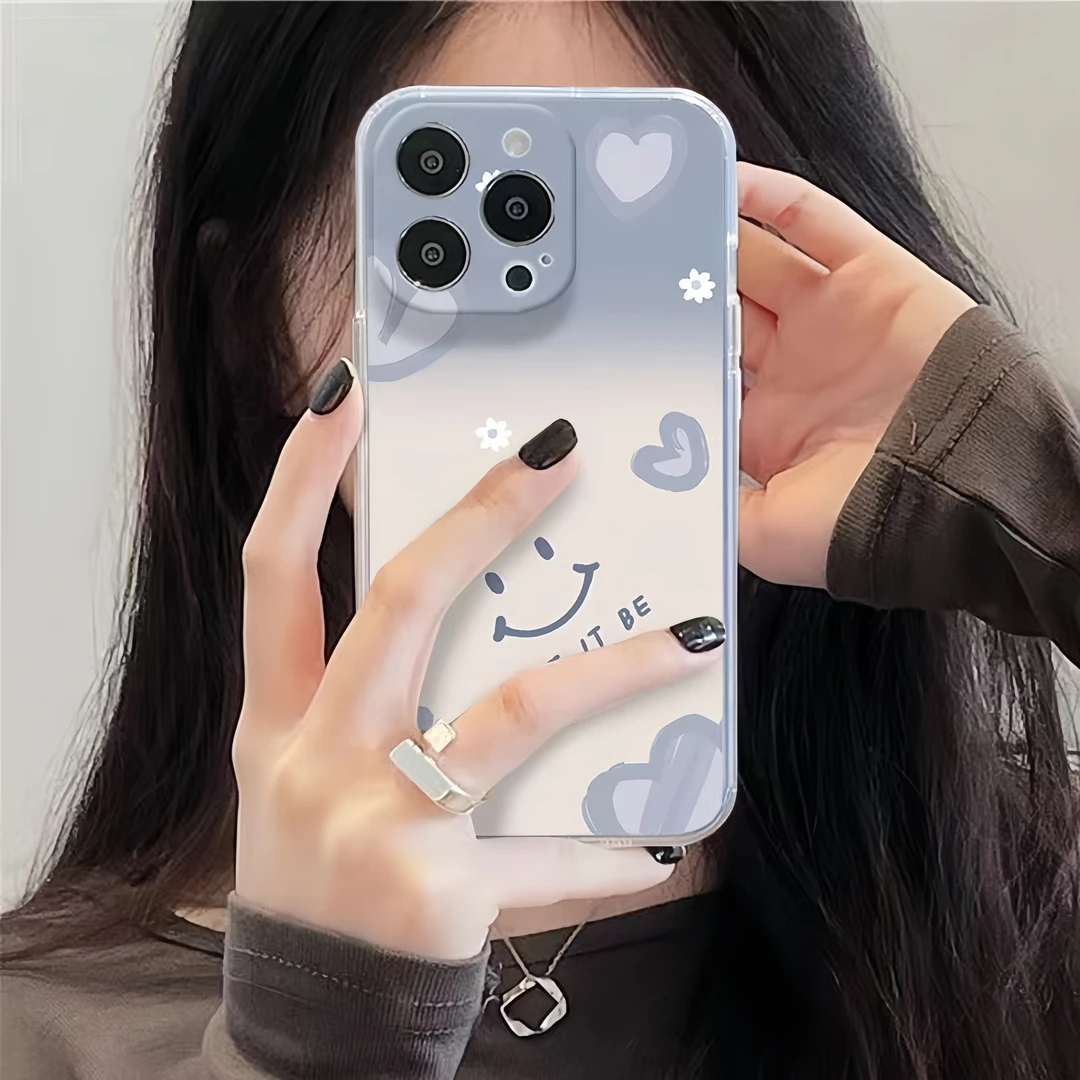 浅蓝简约爱心适用苹果16promax手机壳iphone15pro防摔13/12Plus软