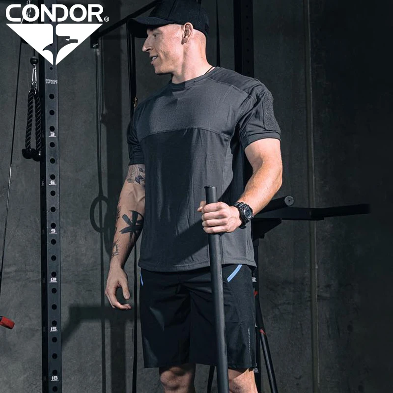 CONDOR正品户外圆领战术T恤速干抗菌透气吸湿排汗三叉戟短袖男