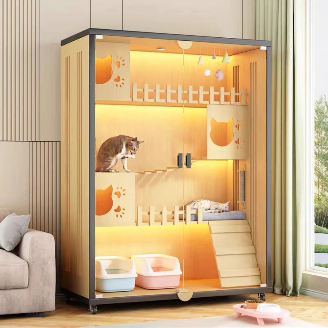 窦仕妮猫别墅保暖猫笼猫爬架一体过冬超大自由空间猫窝家用豪华笼