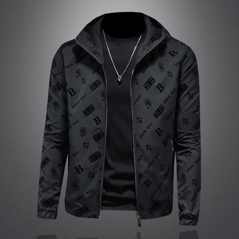 薄款大码男潮流夹克春秋季时尚连帽韩版修身外套男士百搭休闲上衣