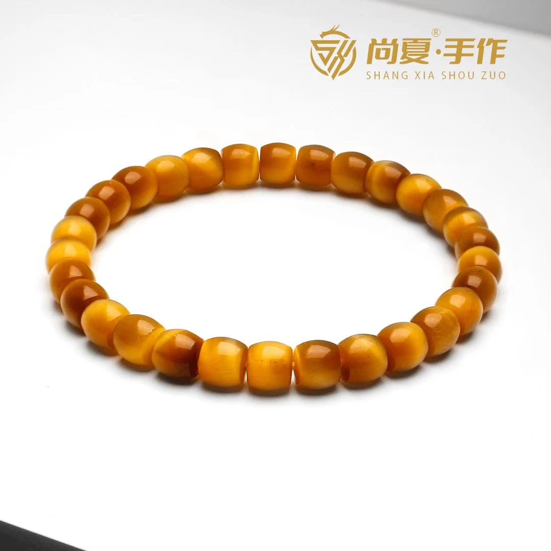 尚夏【眼系列】7MM天然虎睛石直切桶珠手串AM001