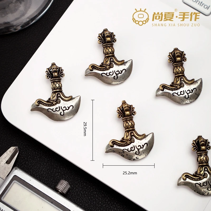 铜吊坠 尚夏  藏传白铜金刚钺挂件配饰