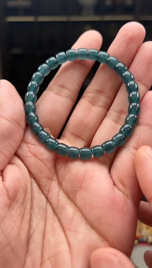 【闪购商品】翡翠手串未镶嵌2号蓝水高冰翡翠手串卡6.9WE007