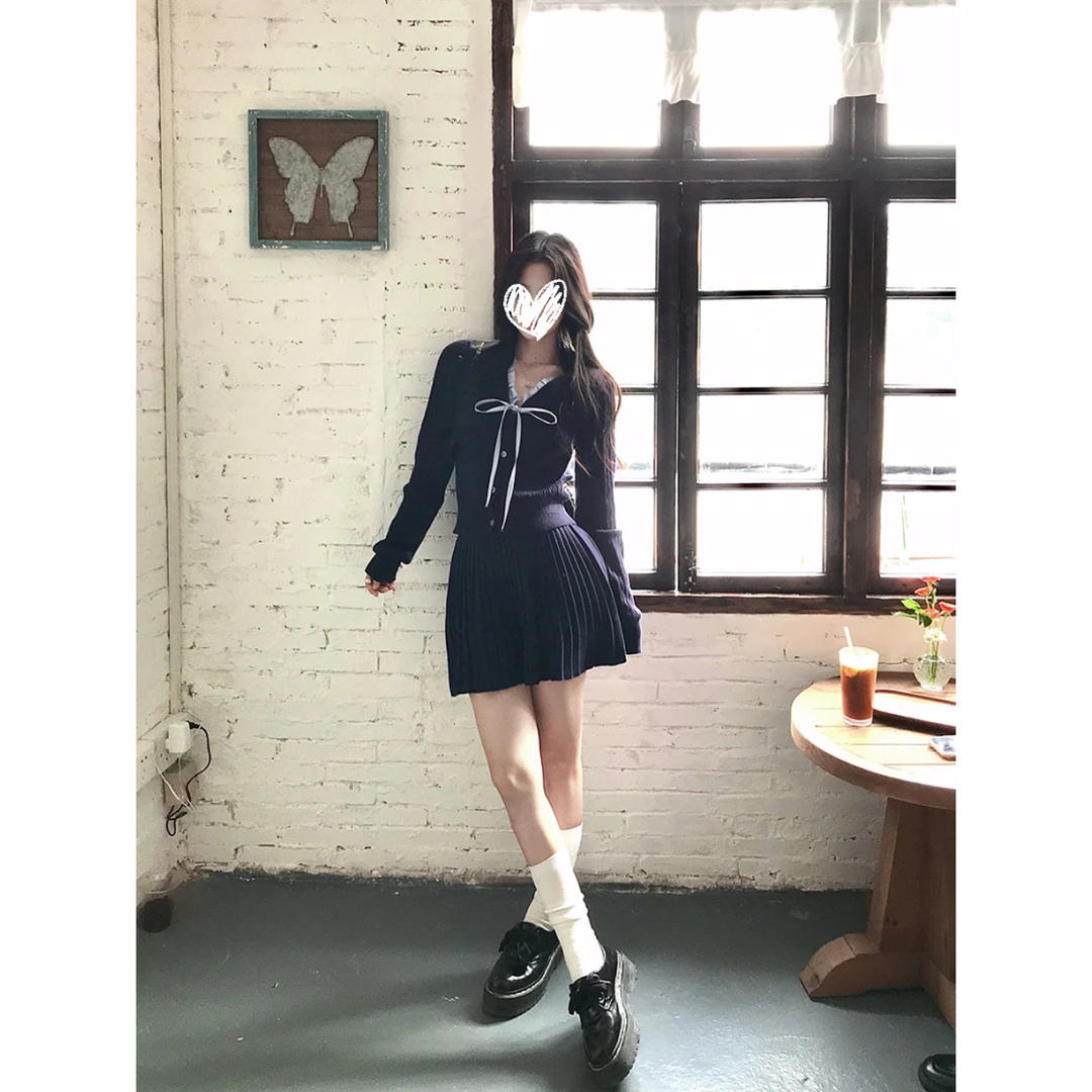 韩系套装女冬季新款整套穿搭高级感针织学院风休闲两件套