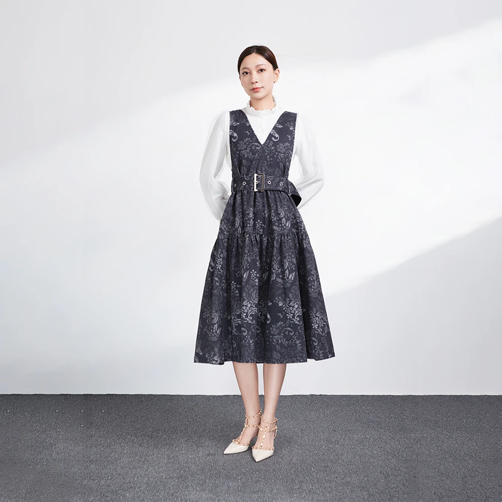 S·DEER圣迪奥法式高级感背带裙休闲轻奢时尚百搭连衣裙S233Z12G4