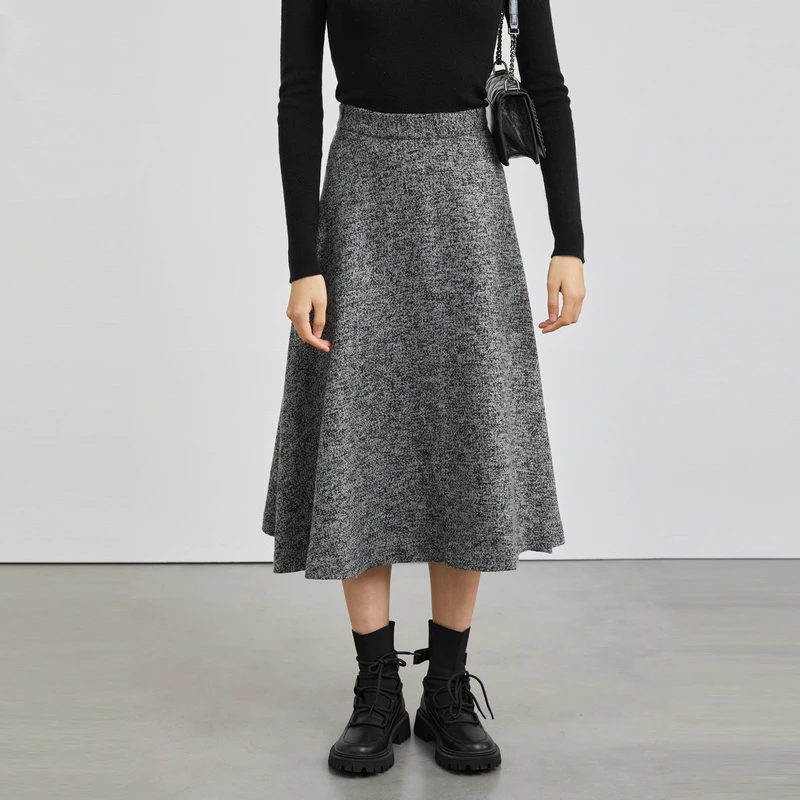 S·DEER圣迪奥秋季女装休闲百搭时尚A字针织显瘦半身裙S223Z1168