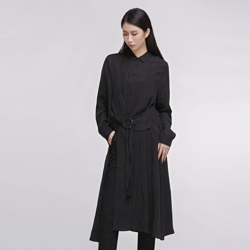 S·DEER春夏时尚高级优雅个性环扣半身裙长裙打底连衣裙S20181207