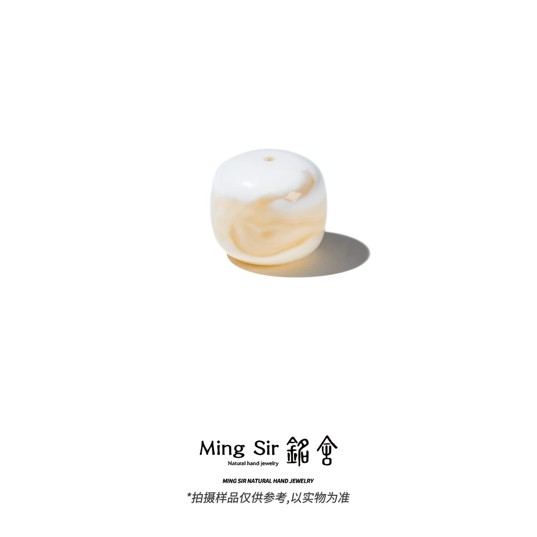 【铭舍 云端典藏级浓白花单珠】天然琥珀俄料精工老型单珠