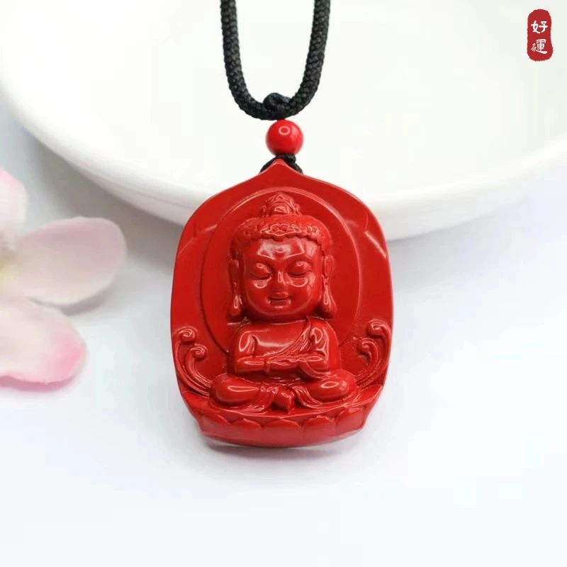 天然辰砂紫金砂红砂佛头珠宝宝佛挂件