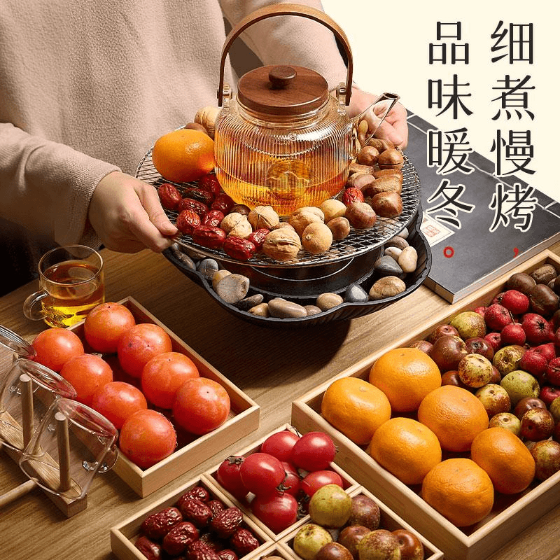 JL围炉煮茶器全套家用室内电陶炉套装玻璃耐高温烤奶茶罐电陶炉套