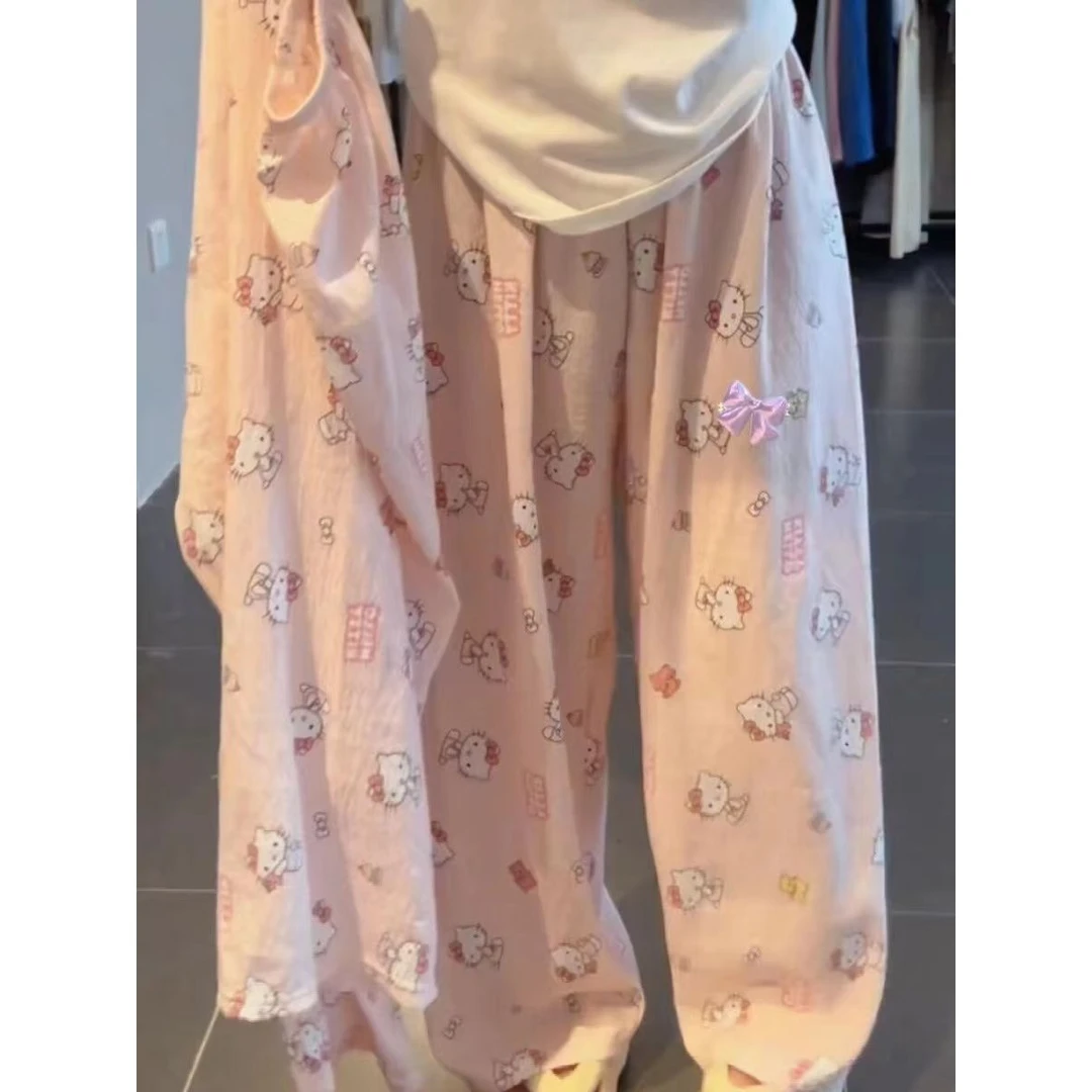 夏季遛弯睡裤甜美可爱少女卡通宿舍睡裤女防蚊裤宽松可外穿家居裤