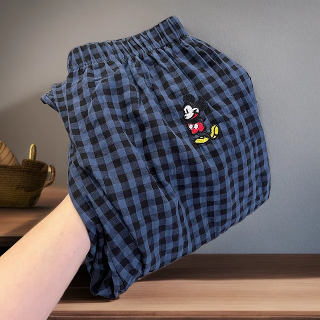 可外穿睡裤女米奇格子裤!春夏季薄款休闲裤居家裤宽松遛弯裤子