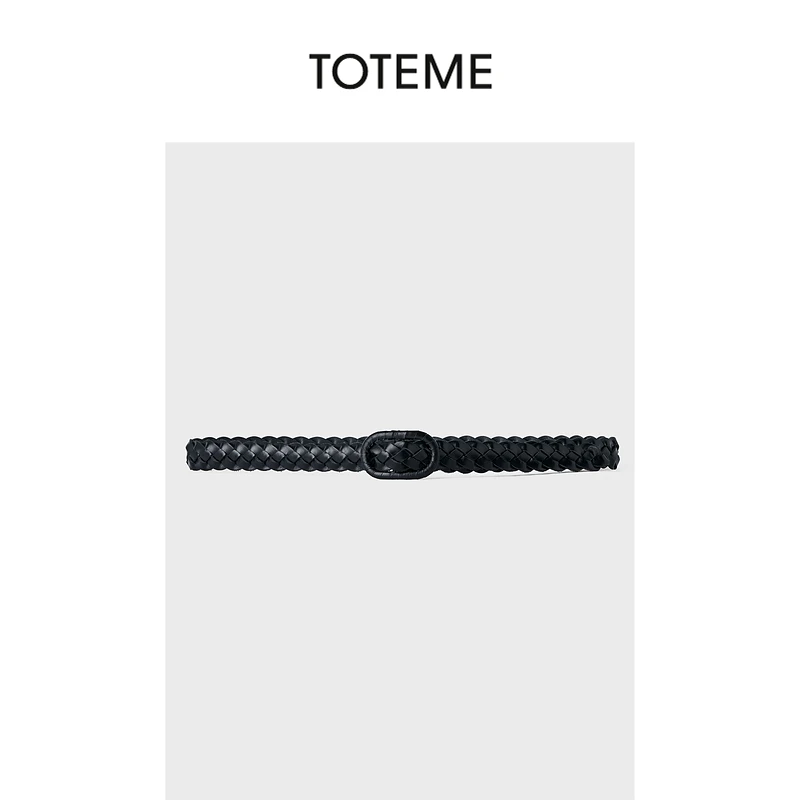TOTEME女士黑色编织皮革细腰带