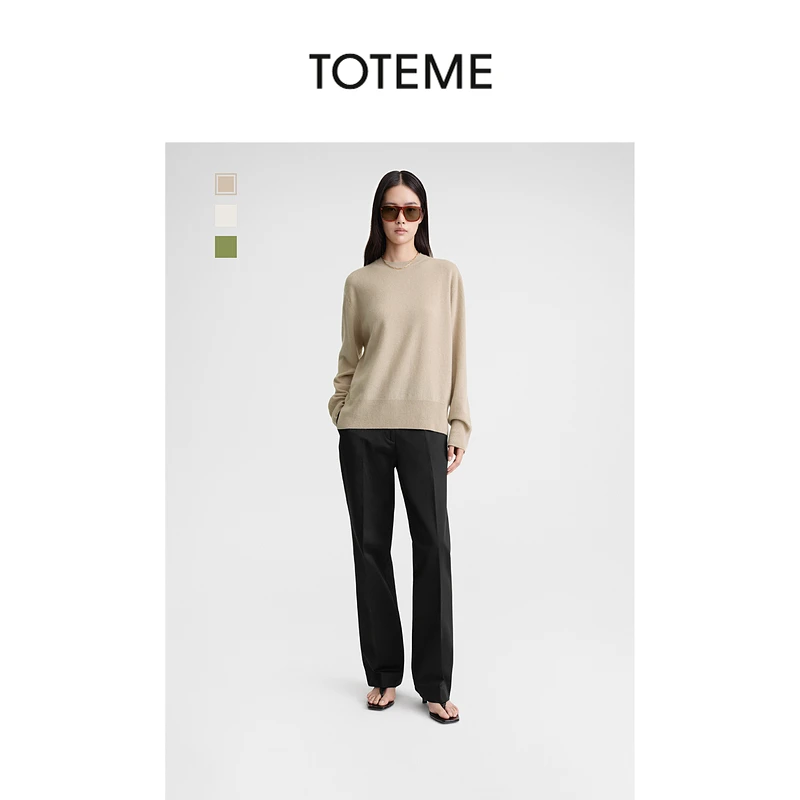 TOTEME女装轻盈柔软圆领侧开衩山羊绒针织衫