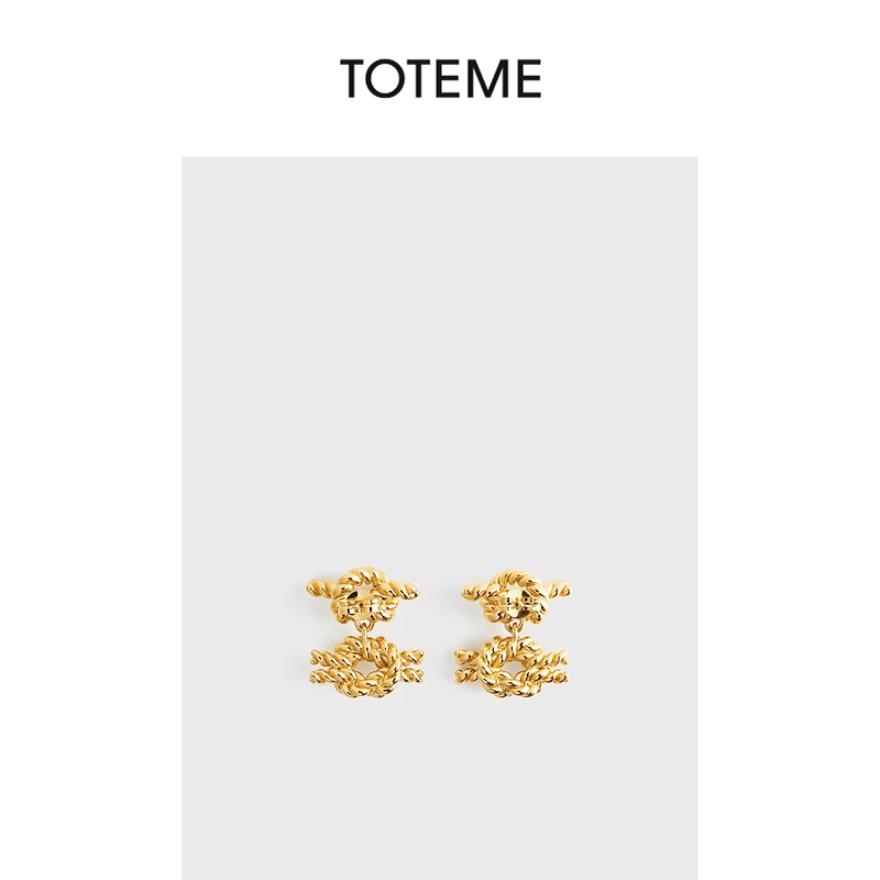 TOTEME女士金色水滴状绳结耳环