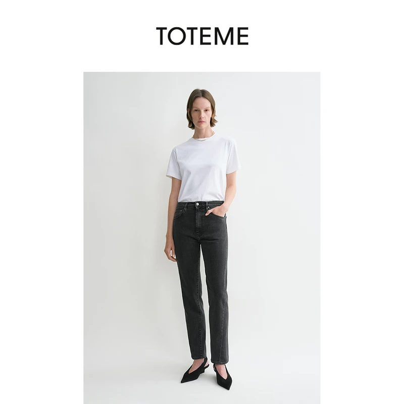 【下架】TOTEME女装Original棉质中腰直筒扭缝针迹九分牛仔裤