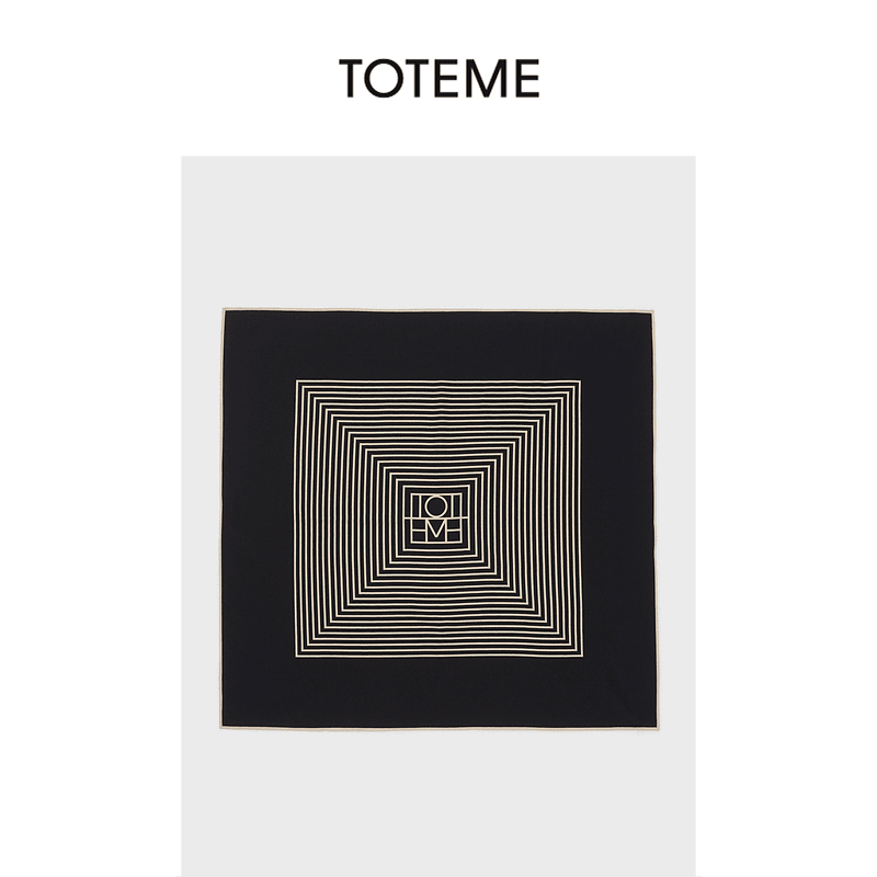 TOTEME女士Venezia黑色桑蚕丝字母标识方形围巾丝巾