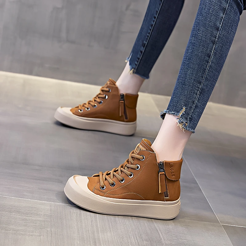 35-43码女鞋春夏新款复古平底板鞋百搭时尚平底短靴小白鞋女生