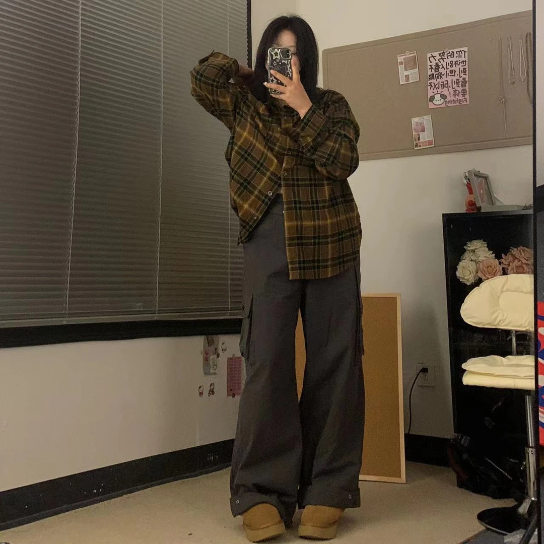 【断码清仓】工装裤显瘦复古百搭学生春秋高腰直筒ins宽松休闲韩版