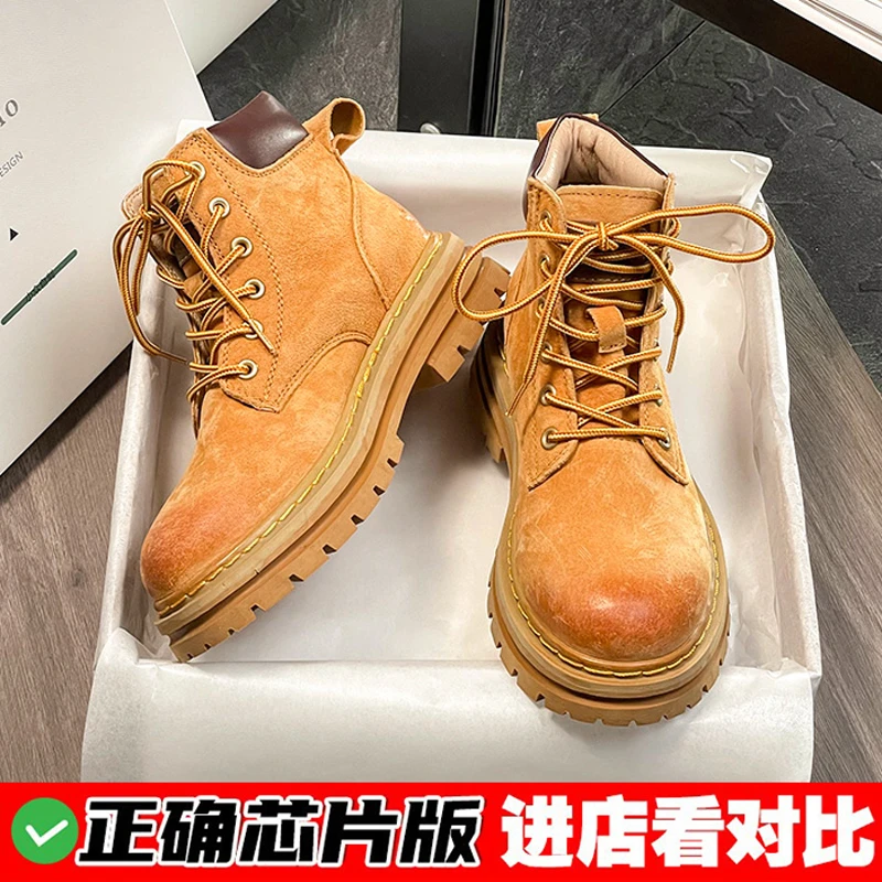经典热卖❤大黄靴登山鞋复古马丁靴2025冬季新款男女加绒潮流户外