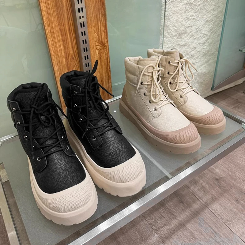 经典黑白~塔斯曼雪地靴高帮王一博同款厚底男女冬季加绒防水桑坡