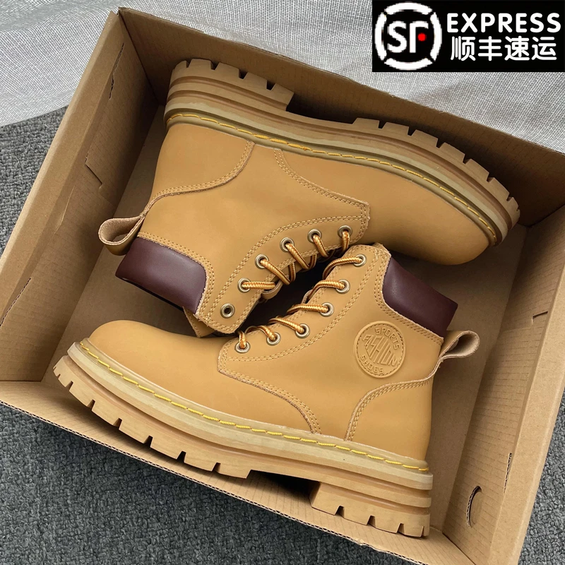 真香警告！登山大黄靴加绒厚底马丁靴2025冬季新款男女短筒工装鞋