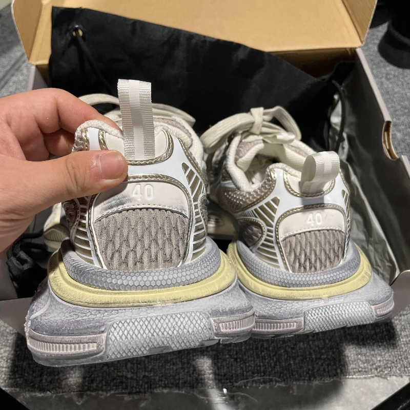 网红九代巴黎3XL老爹鞋做旧厚底休闲鞋复古时尚男女运动小众网面