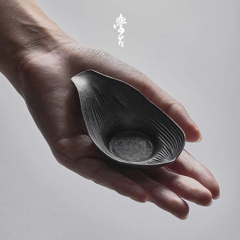 学古|荷花茶托 中式复古纯锡制品茗收藏把玩茶杯托 单个