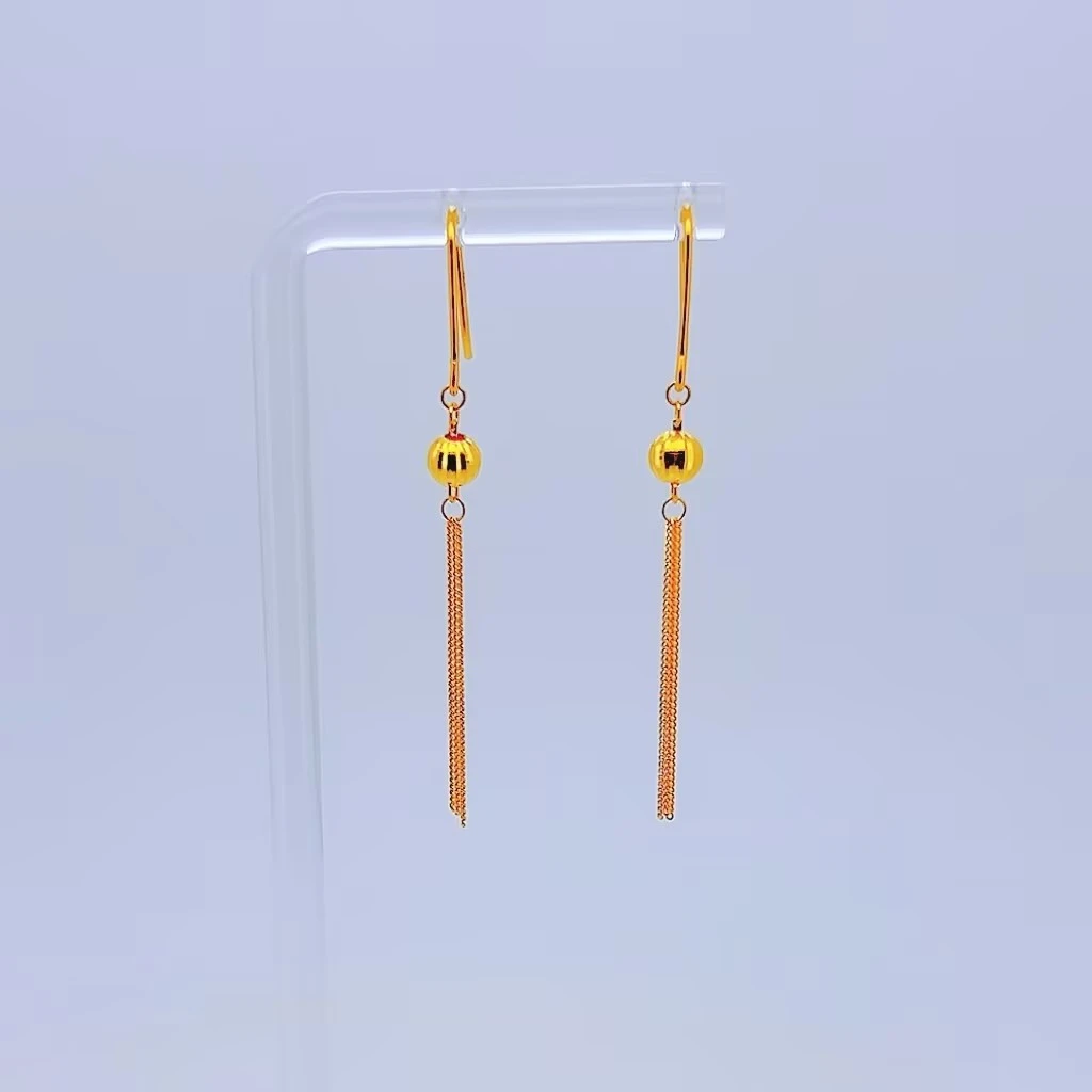 足金999 黄金灯笼球流苏耳钩 5G 2.3 2430002309