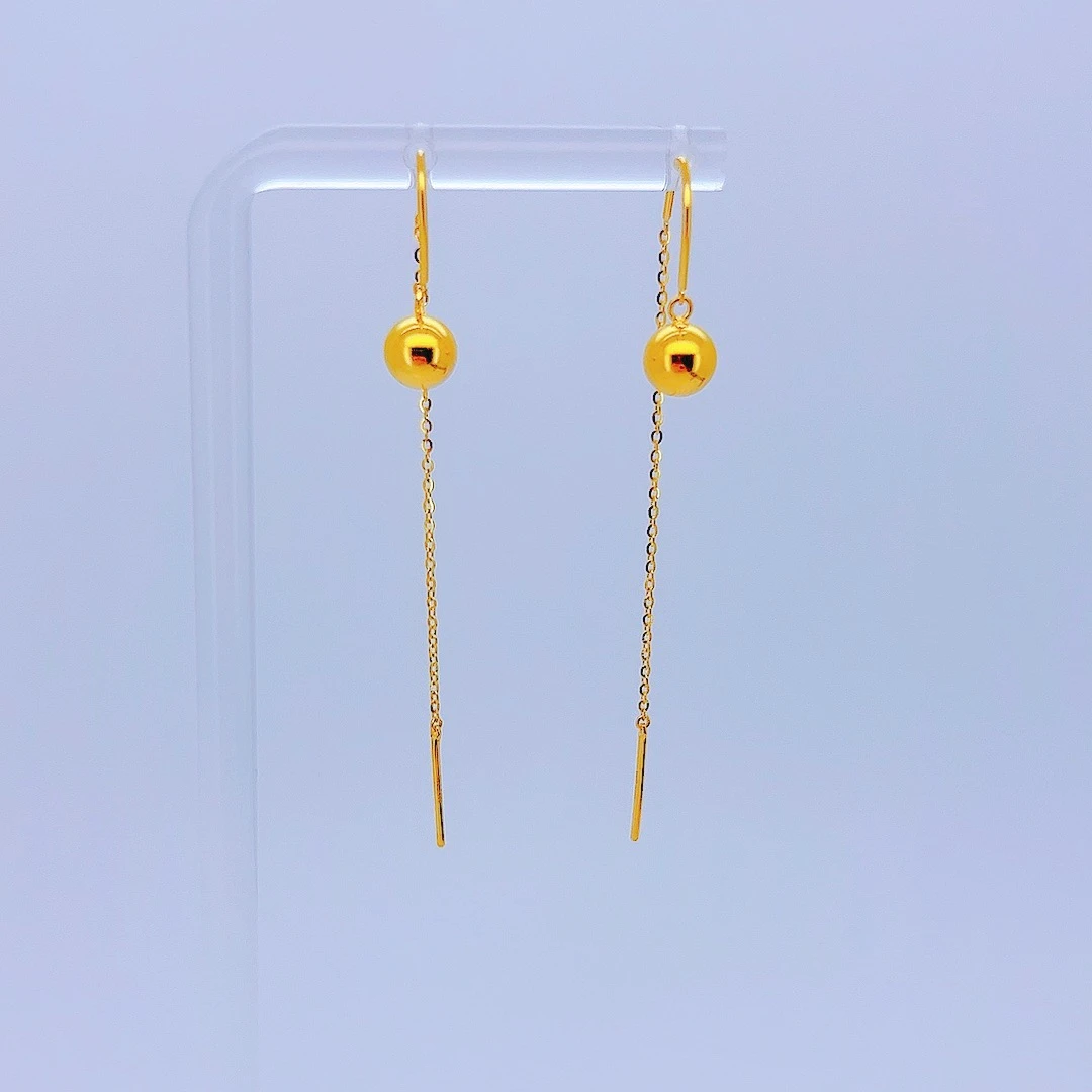 足金999，黄金卡6光珠U形金耳线3.06 2414001508