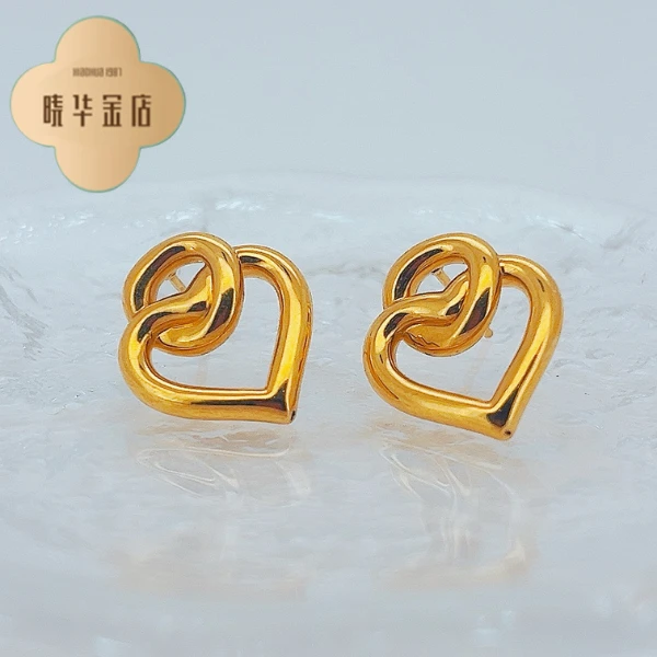 足金999 高货版爱心直针耳钉 黄金 5D工艺 3.05 01063728