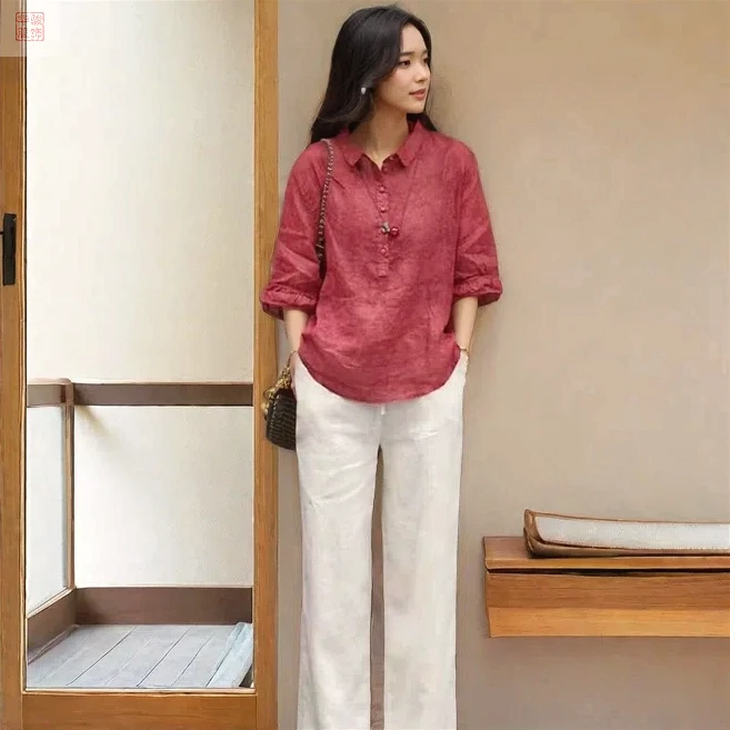 中老年上衣夏季女装新中式宽松衬衫新款中年妈妈装百搭衬衣洋气