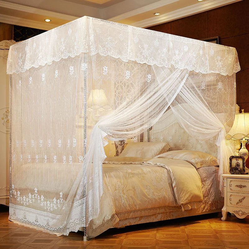 宫廷式落地蚊帐家用加密加厚防尘顶双人床居家好物双人合花单蚊帐