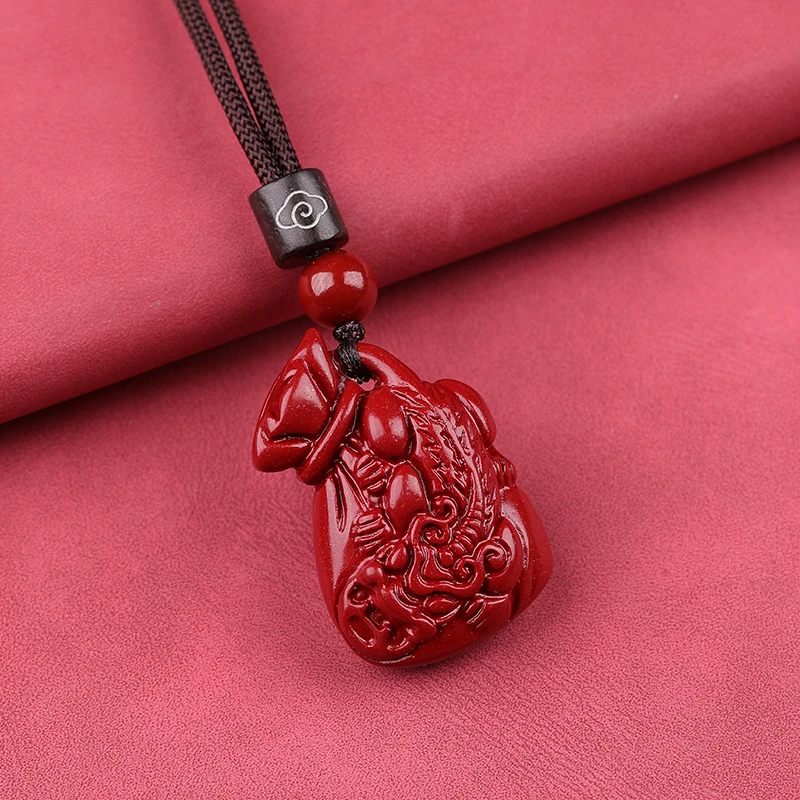 天然辰砂朱砂貔貅钱袋子吊坠项链