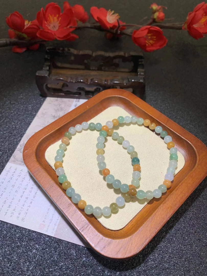 （青黛）三彩手串F515多样性发一