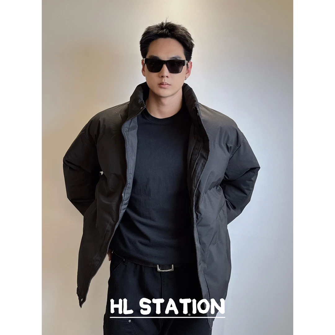 HLSTATION 美式纯色立领宽松棉服男女简约百搭休闲面包服外套