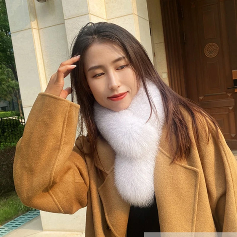 新款狐狸毛真毛围脖保暖网红围巾百搭狐狸毛围脖冬款