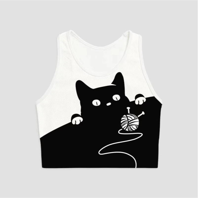 迷你高尔夫一体杯文胸毛线黑猫-高端运动背心