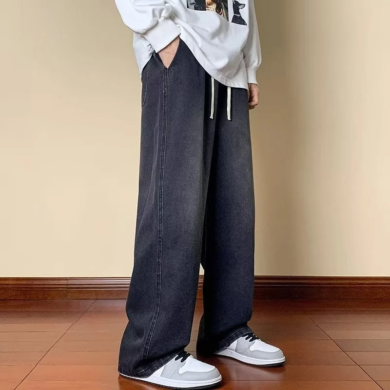 牛仔裤男生春秋宽松直筒拖地裤oversize潮牌美式高街大码裤子夏季