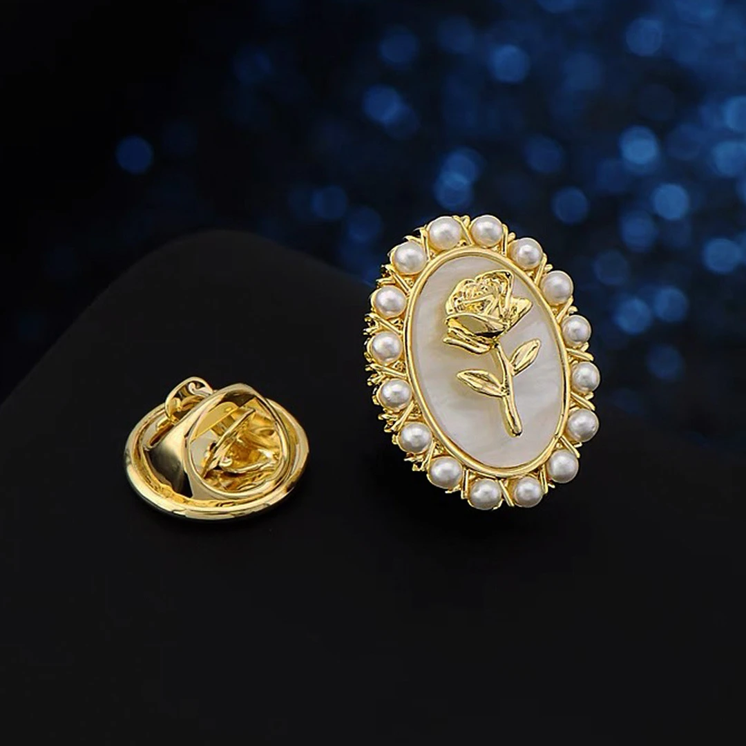 合金仿珍珠胸针 法式【爱心椭圆】胸针刺马针防走光多功能领针