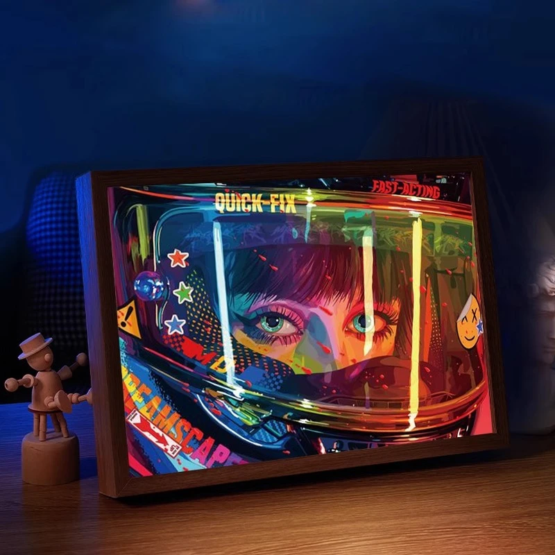 赛博朋克风霓虹灯灯光画赛车游戏电竞房氛围灯房间床头小夜灯摆件