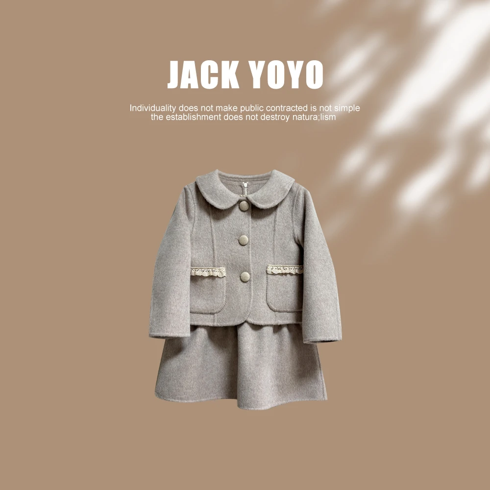 现货【芷凝】【纯手工双面羊毛大衣】2024冬新款时尚大衣套装24DN049