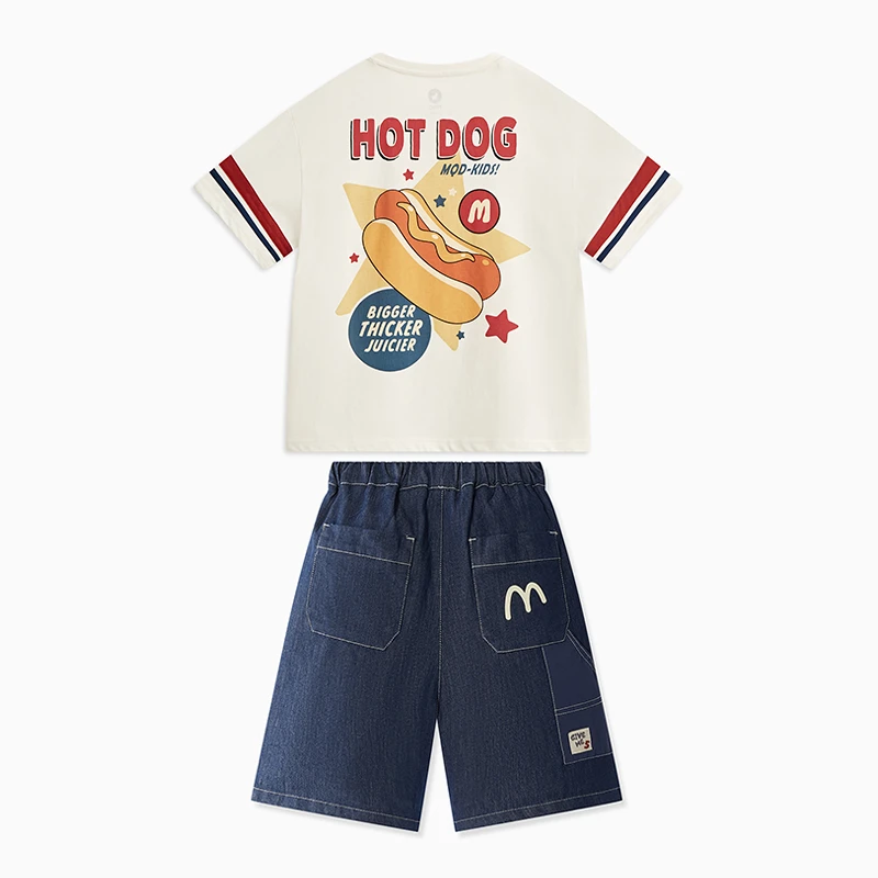 MQD童装24儿童夏季新款T恤短袖学院风套装TC0336D