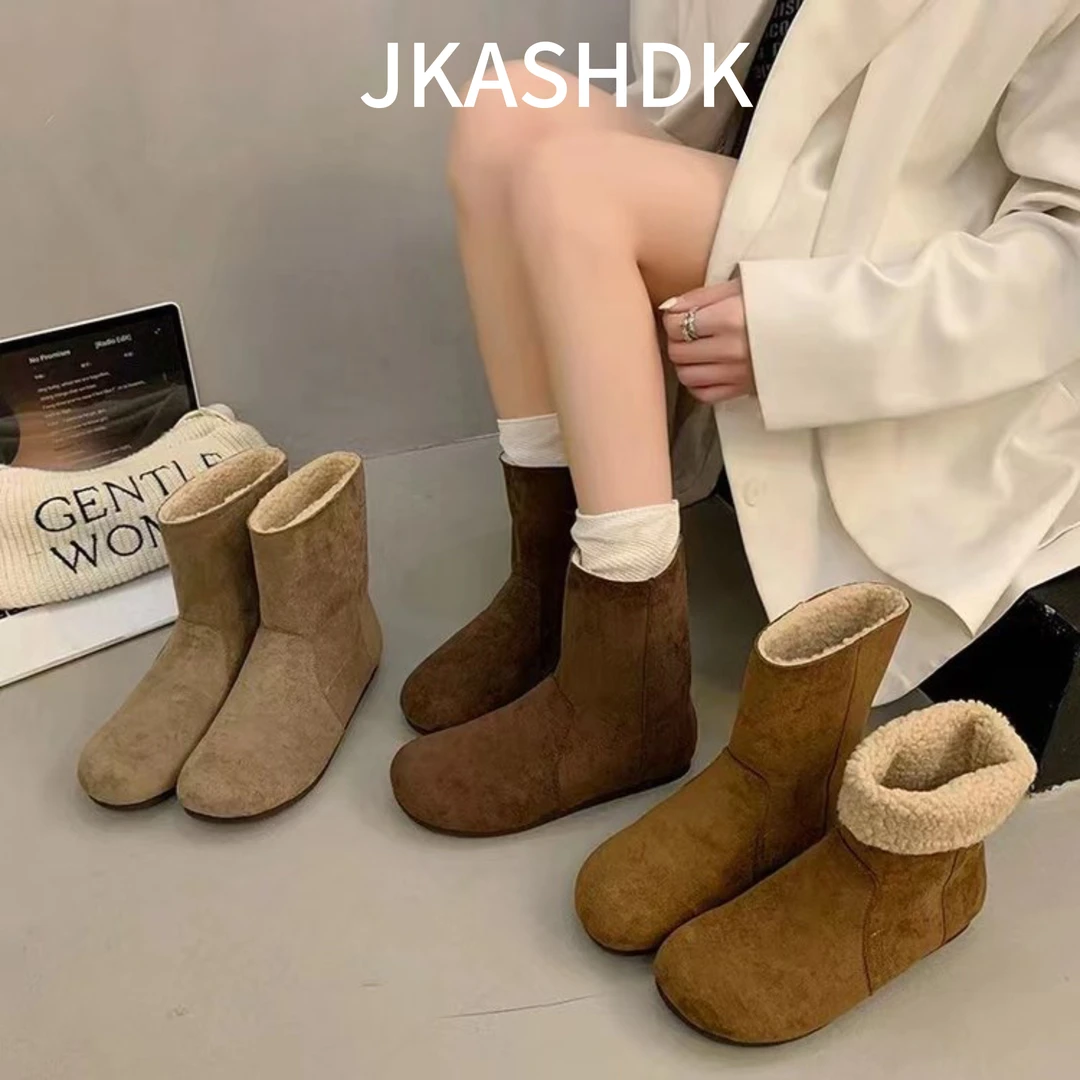 JKASHDK「原创设计」 绒面秋冬中筒勃肯女靴棉靴雪地靴