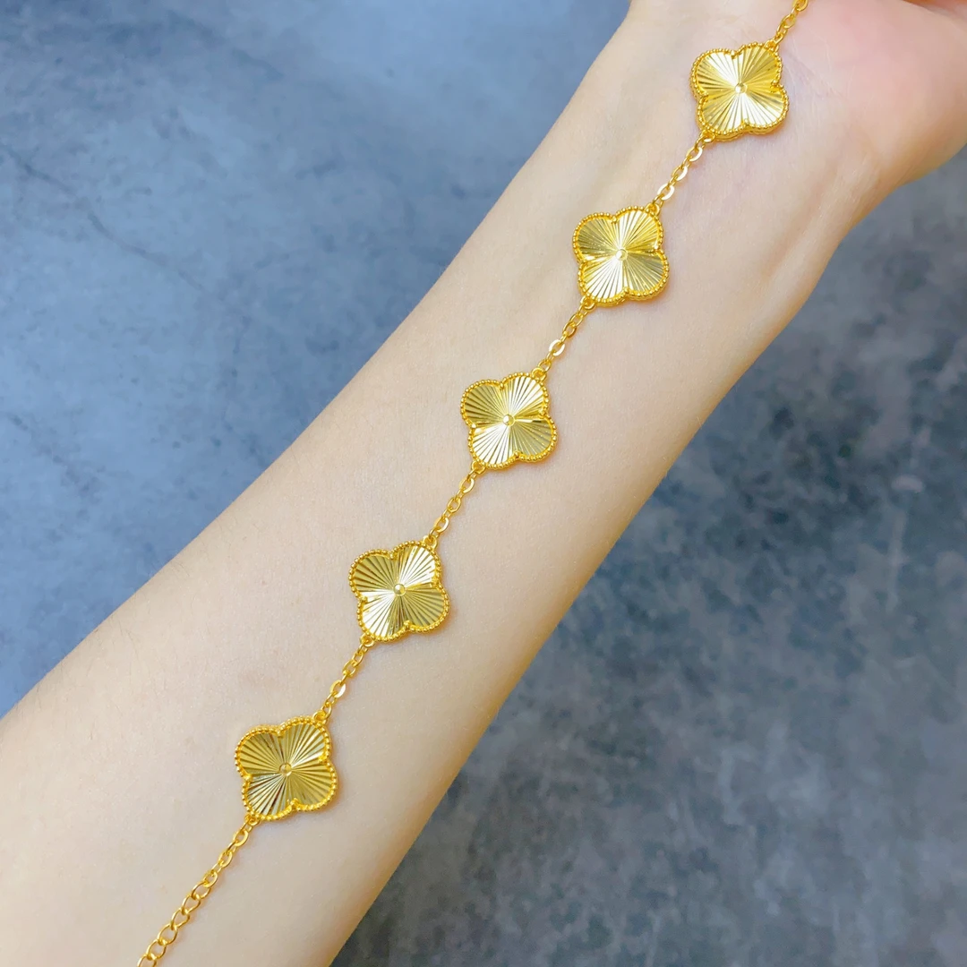 厚版四叶草手链轻奢足金999女款简约时尚百搭气质多样性发货一件