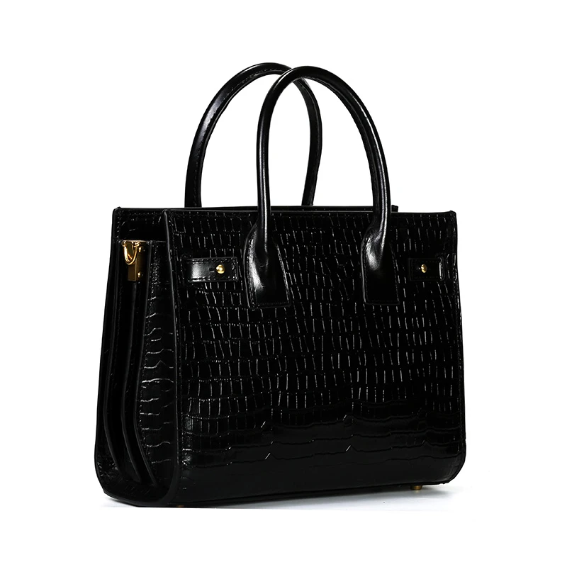 PB-N885女士手提包复古鳄鱼压纹头层牛皮轻奢托特包日常通勤包