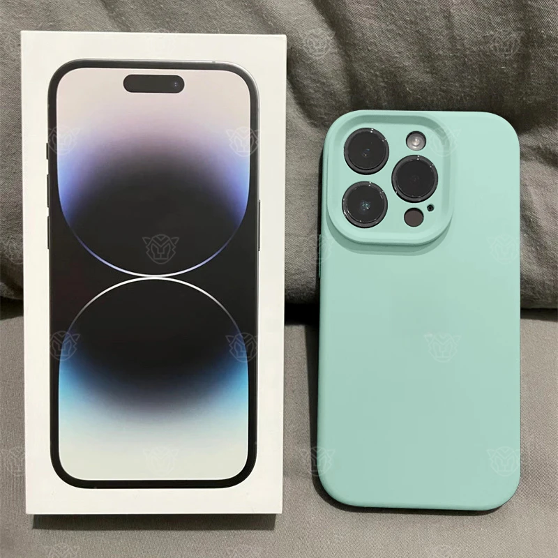 淡青色适用于苹果15高级感iPhone14液态硅胶13ProMax12全包手机壳